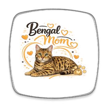 Cœur de maman Bengale - Magnet carré - blanc - Devant