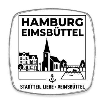 Hamburg Eimsbüttel - Viereckiger Kühlschrankmagnet - Weiß - Vorne