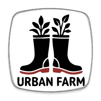 Logo des bottes en caoutchouc de ferme urbaine - Magnet carré - blanc - Devant
