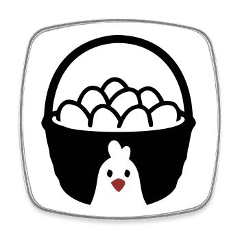 Egg Basket Chicken Icon - Square fridge magnet - white - Front