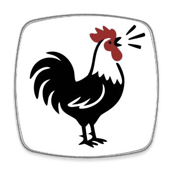 Rooster Crows Farm Logo - Square fridge magnet - white - Front