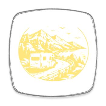 Neue WegeNeue Geschichten Camper-Motiv - Viereckiger Kühlschrankmagnet - Weiß - Vorne