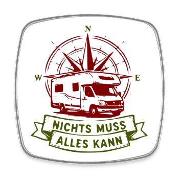 Nichts Muss Alles Kann Wohnmobil Roadtrip - Viereckiger Kühlschrankmagnet - Weiß - Vorne