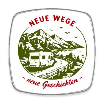 Neue Wege – Camperabenteuer am Berg - Viereckiger Kühlschrankmagnet - Weiß - Vorne