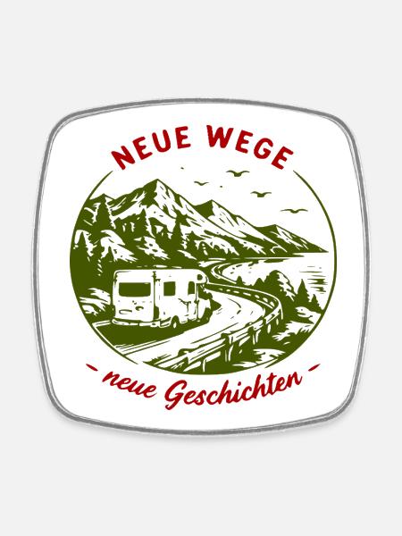 Neue Wege – Camperabenteuer am Berg - Viereckiger Kühlschrankmagnet - Weiß