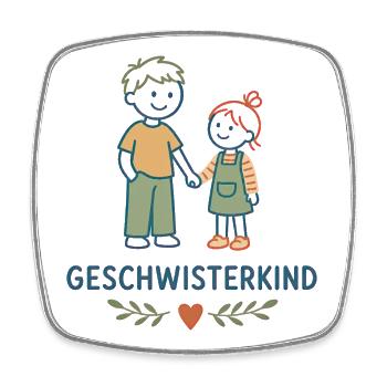 Geschwisterkind Geschwisterliebe - Viereckiger Kühlschrankmagnet - Weiß - Vorne