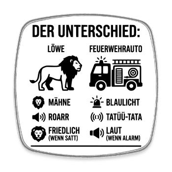 Löwe oder Feuerwehr? Lustiges Vergleichs-Motiv  - Viereckiger Kühlschrankmagnet - Weiß - Vorne