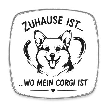 Zuhause ist Wo mein Corgi ist - Viereckiger Kühlschrankmagnet - Weiß - Vorne