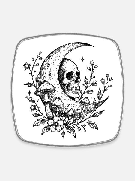 Memento Lunae - Square fridge magnet - white