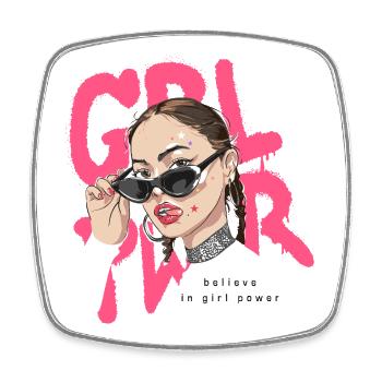 Pop Graffiti Glam : Portrait de fille audacieuse - Magnet carré - blanc - Devant