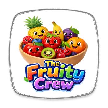 Le thème des fruits de The Fruity Crew - Magnet carré - blanc - Devant