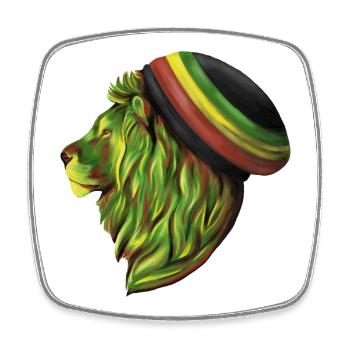 Tête de lion rastafari - Magnet carré - blanc - Devant