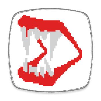 Dents vamp 8 bits - Magnet carré - blanc - Devant