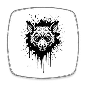 Dark Bat Ink - Tête de Chauve-Souris Gothic Art - Magnet carré - blanc - Devant
