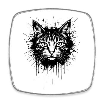 Tête de Chat Splash Tattoo - Magnet carré - blanc - Devant