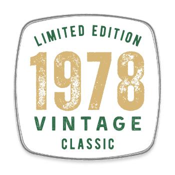 Édition limitée 1978 Vintage Classic Anniversaire - Magnet carré - blanc - Devant