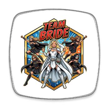Team Bride Superheldin Comic - Viereckiger Kühlschrankmagnet - Weiß - Vorne