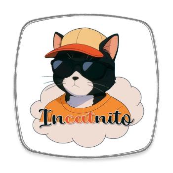 Urban Cat Incatnito - Square fridge magnet - white - Front