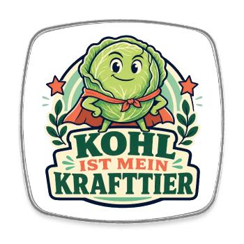 Kohl ist mein Krafttier – Gartenhumor - Viereckiger Kühlschrankmagnet - Weiß - Vorne