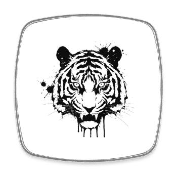 Tiger aquarelle éclaboussures - Magnet carré - blanc - Devant