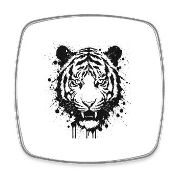 Tiger ink splatter black - Square fridge magnet - white - Front