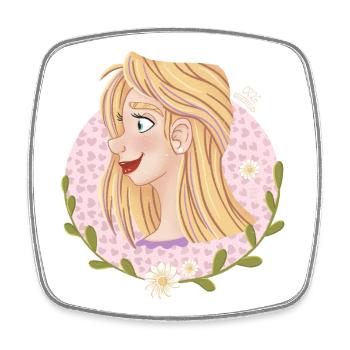 Portrait de fleurs pastel - Magnet carré - blanc - Devant