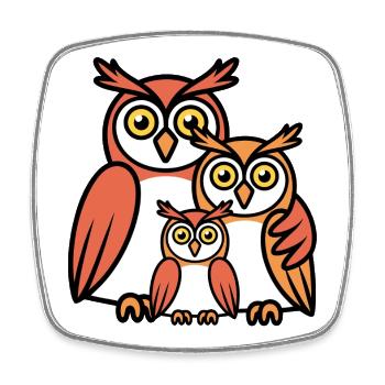 Owls Cartoon - Square fridge magnet - white - Front