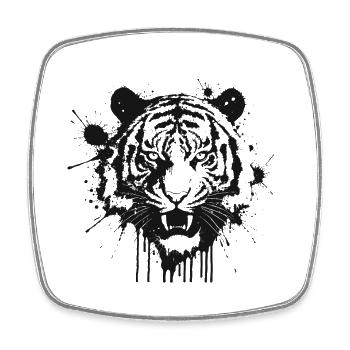 Tigre éclaboussé noir - Magnet carré - blanc - Devant