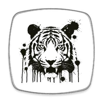 Black Splatter Splashed Tiger Splatter - Square fridge magnet - white - Front
