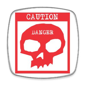 Caution Danger Skull Warning Sign - Square fridge magnet - white - Front
