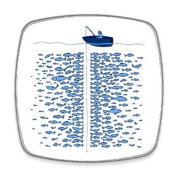 Pêcheur en bateau T-Shirt pêche vintage homme - Magnet carré - blanc - Devant