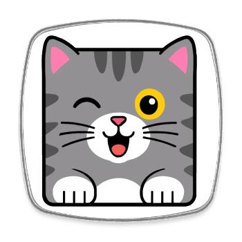 Katze - Viereckiger Kühlschrankmagnet - Weiß - Vorne