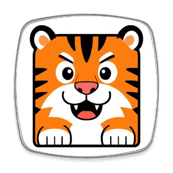 Tiger - Viereckiger Kühlschrankmagnet - Weiß - Vorne