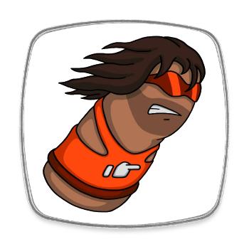 Slam – Cartoon Thumb Character - Viereckiger Kühlschrankmagnet - Weiß - Vorne