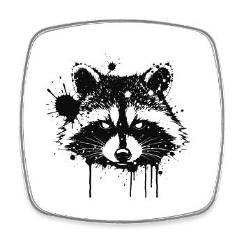 Waschbär-Tinte gespritzt - Viereckiger Kühlschrankmagnet - Weiß - Vorne