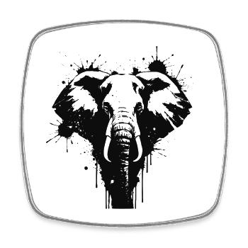 Elephant Art Splash Black - Viereckiger Kühlschrankmagnet - Weiß - Vorne