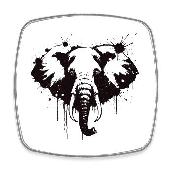 Elephant Ink Splash Black - Viereckiger Kühlschrankmagnet - Weiß - Vorne