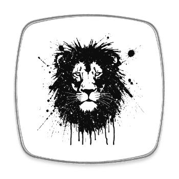 Lion Splash Art Schwarz - Viereckiger Kühlschrankmagnet - Weiß - Vorne