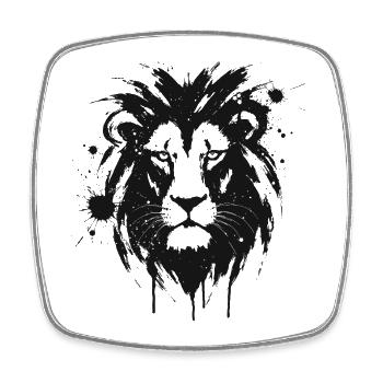 Lion Noir Éclaboussures Peinture - Magnet carré - blanc - Devant