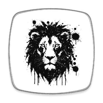 Black Lion Splattered Paintings - Square fridge magnet - white - Front