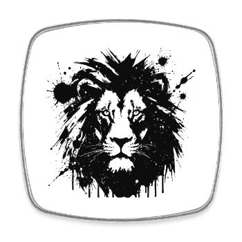 Lion éclaboussures noir - Magnet carré - blanc - Devant