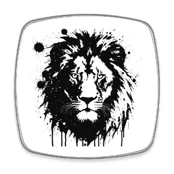 Black Lion Splash Art - Square fridge magnet - white - Front