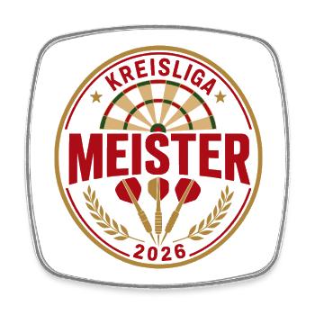 Darts Meister 2026, Kreisliga Sieger Shirt - Viereckiger Kühlschrankmagnet - Weiß - Vorne