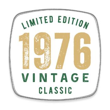 Limitierte Edition 1976 Vintage Classic Geburtstagsjahr - Viereckiger Kühlschrankmagnet - Weiß - Vorne