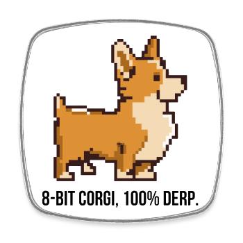 8-Bit Pixel Corgi T-Shirt - Viereckiger Kühlschrankmagnet - Weiß - Vorne