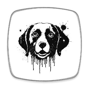 Beagle Dog Aquarell Schwarz gespritzt - Viereckiger Kühlschrankmagnet - Weiß - Vorne