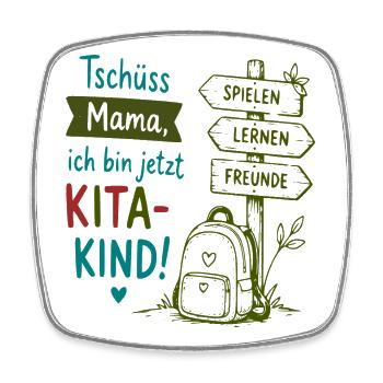 Tschüss Mama Kita-Kind Design - Viereckiger Kühlschrankmagnet - Weiß - Vorne
