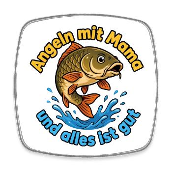 Angeln mit Mama: Alles ist gut - Viereckiger Kühlschrankmagnet - Weiß - Vorne