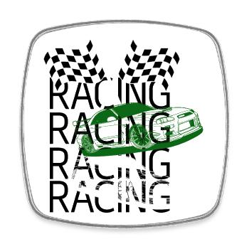 Racing - Viereckiger Kühlschrankmagnet - Weiß - Vorne