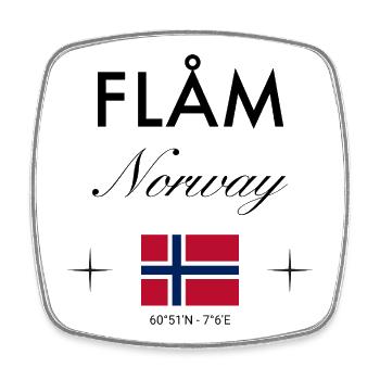 Flåm, Norvège, coordonnées, voyage, souvenir - Magnet carré - blanc - Devant